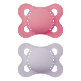 MAM Original Matte Baby Pacifiers, Binky for Girls 0-6 Months, BPA-Free Silicone Nipple, Easy to Clean, Best for Newborn Babies, Developed with Medical Experts, 2 Count Binkies with Sterilizer Case