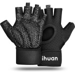 ihuan Breathable Weight Lifting Gloves: Fingerless Workout Gym | Wrist Support | Enhance Palm Protection | Extra Grip for Fitness| Training | Rowing | Pull-ups