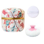 Qopoto Body Powder Puff and Container for Dusting Powder, Women Powder Puff and Powder Case for Bath and Travel (Ormosia)