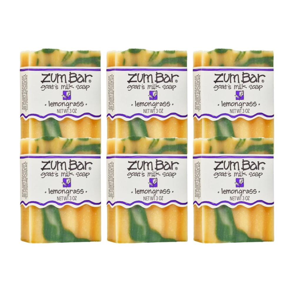 Zum Indigo Wild Goat\'s Milk Soap Bar - Bar Soap for Hands & Body Made with Essential Oils - 3 oz - Lemongrass (6 Pack)