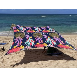 Neso Grande Portable Beach Tent Sun Shelter - Lightweight Beach Shade Canopy - Easy Setup for Family Outings - Patented Reinforced Corners - UPF 50+ Sun Protection - 7ft Tall, 9 x 9ft - Save The Reef