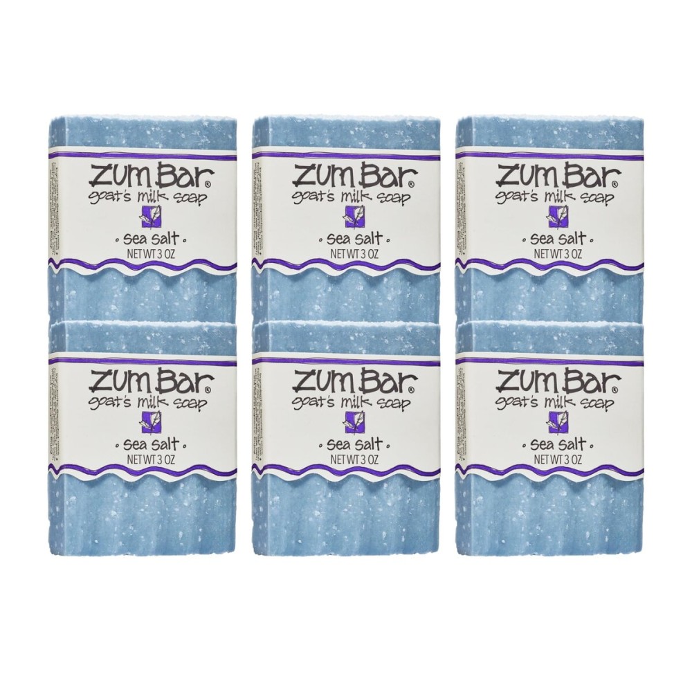 Zum Indigo Wild Goat\'s Milk Soap Bar - Bar Soap for Hands & Body Made with Essential Oils - 3 oz - Sea Salt (6 Pack)