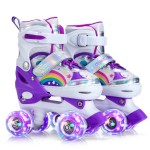 SHDSL Girls Roller Skates for Kids Beginners, Adjustable Roller Skates with All Light Up Wheels, Roller Skate for Girls Shine Fun Illuminating Roller Skate for Boys Beginners patines para nias