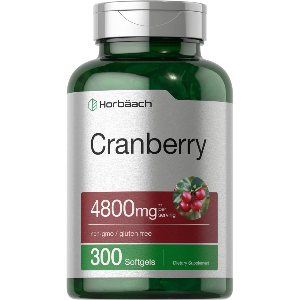 Horbach Cranberry Pills 4800mg | 300 Softgels | Non-GMO, Gluten Free Supplement | from Concentrate Extract