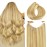HOTBANANA Wire Hair Extensions 14 inch 75g Light Blonde Highlighted Golden Blonde Fish Line Real Human Hair Straight Invisible Remy Hair Extensions