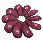 10Pcs/Pack New Meshy Golf Iron Covers Set Golf Club Head Cover Fit Most Irons (Wine Red)