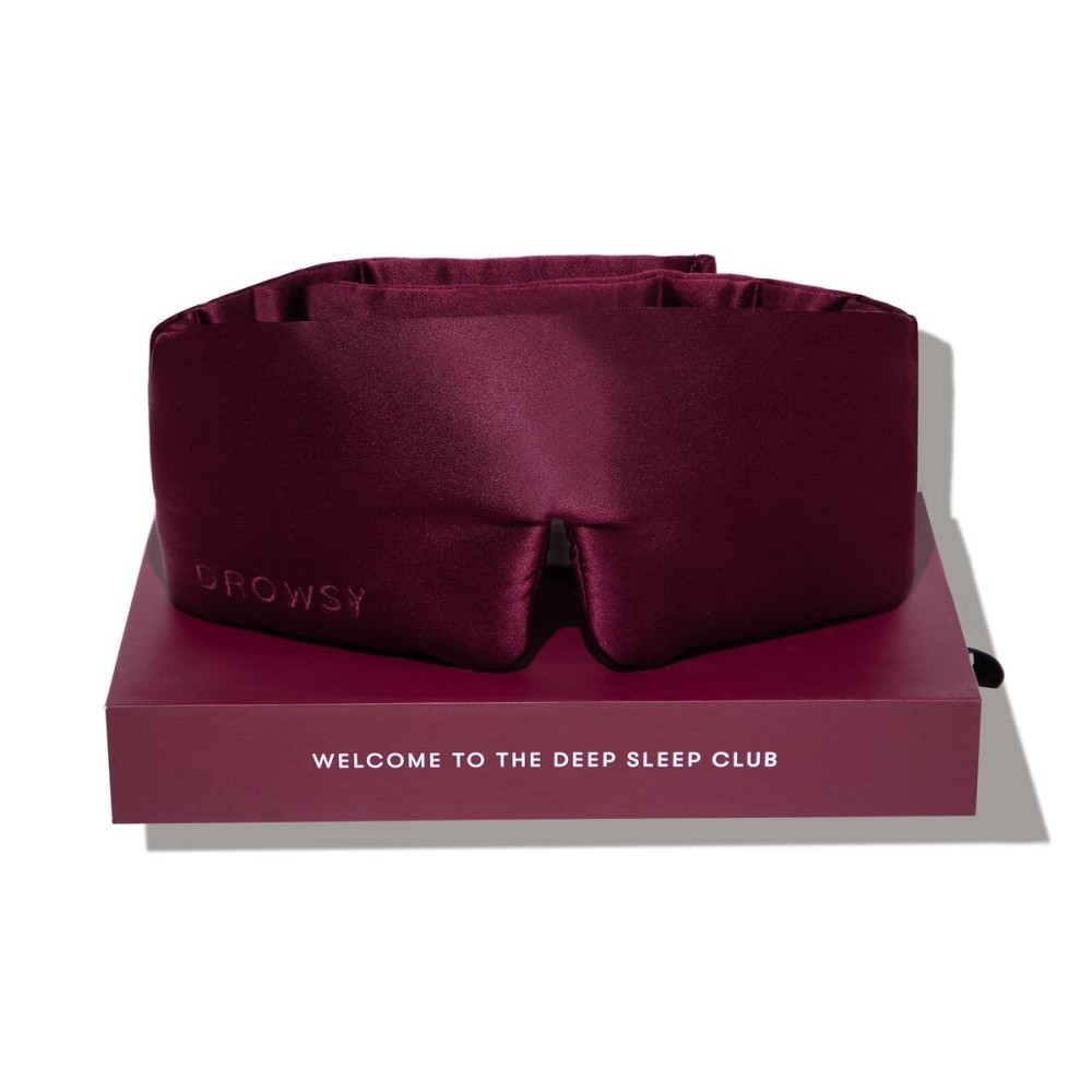DROWSY Silk Sleep Mask - Face-Hugging, Padded Cocoon for Luxury Sleep in Total Darkness - 100% Pure Mulberry Silk (La Vie En Rouge)