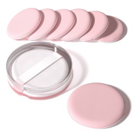 MOHOPE 8Pcs Air Cushion Makeup Sponges for Foundation with Portable Box | Latex-Free Blending Sponge for Liquid, Cream, Foundation and Powder | Round Powder Puff | Pink