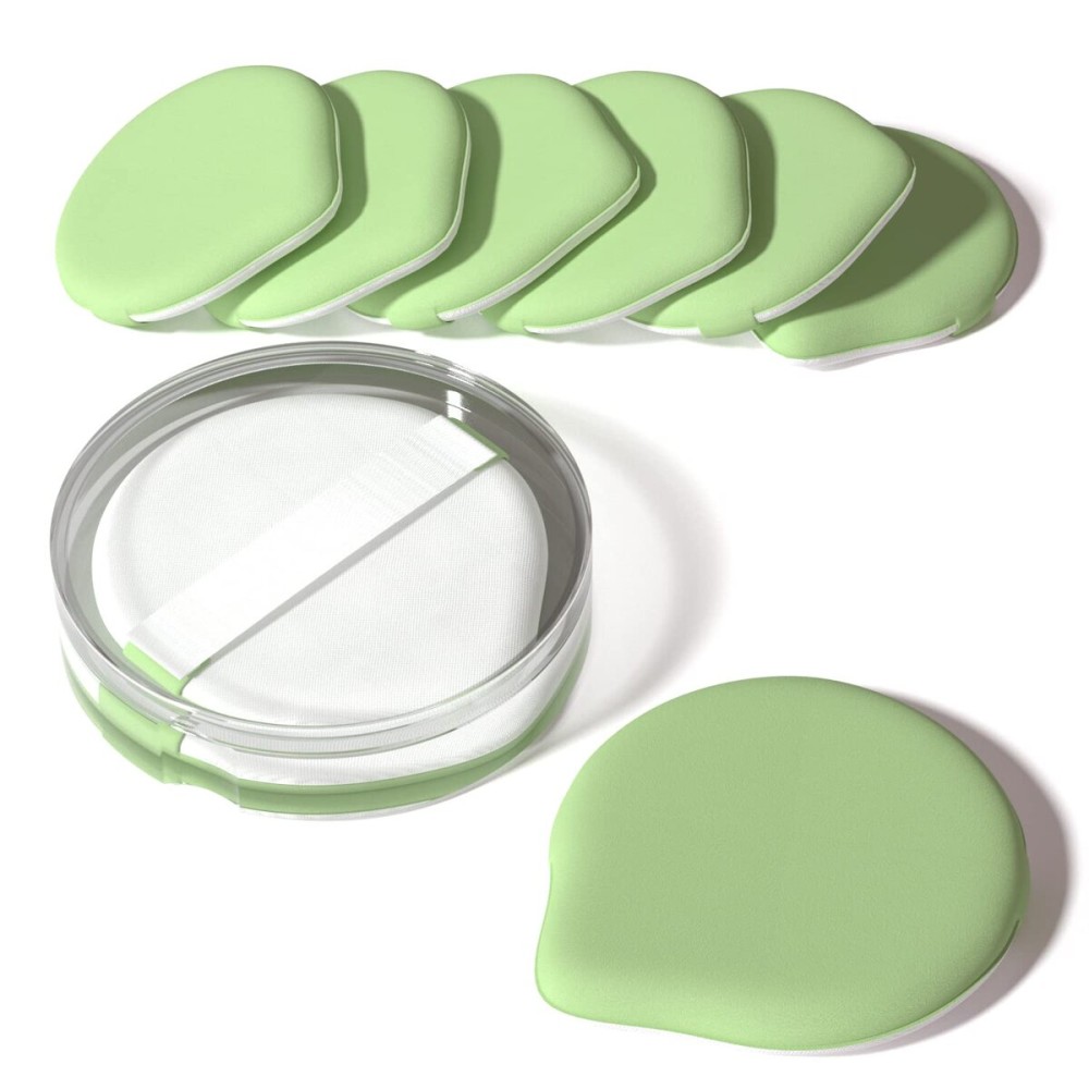 MOHOPE 8Pcs Air Cushion Makeup Puffs for Foundation with Portable Box, No Latex Blending Sponge for Liquid, Cream, Foundation and Powder, Teardrop Powder Puff, Grass