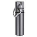 Small Pocket Pill Box Keychain, Aluminium Alloy Portable Mini Pill Organizer Case Container for Purse, Waterproof Metal Pill Holder Medicine Bottle for Outdoor Camping Travel (Black)