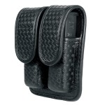 TAFTACFR Molded Double Mag Pouch Holster with Double and Single Stack Magazines .380, 9mm & 40 Cal for S&W M&P Ruger Glock Walther H&K (Basketweave Artificial Leather)