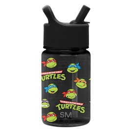 Simple Modern Nickelodeon TMNT Kids Water Bottle Plastic BPA-Free Tritan Cup with Leak Proof Straw Lid | Reusable and Durable for Toddlers, Boys | Summit Collection | 12oz, TMNT Turtles Unite