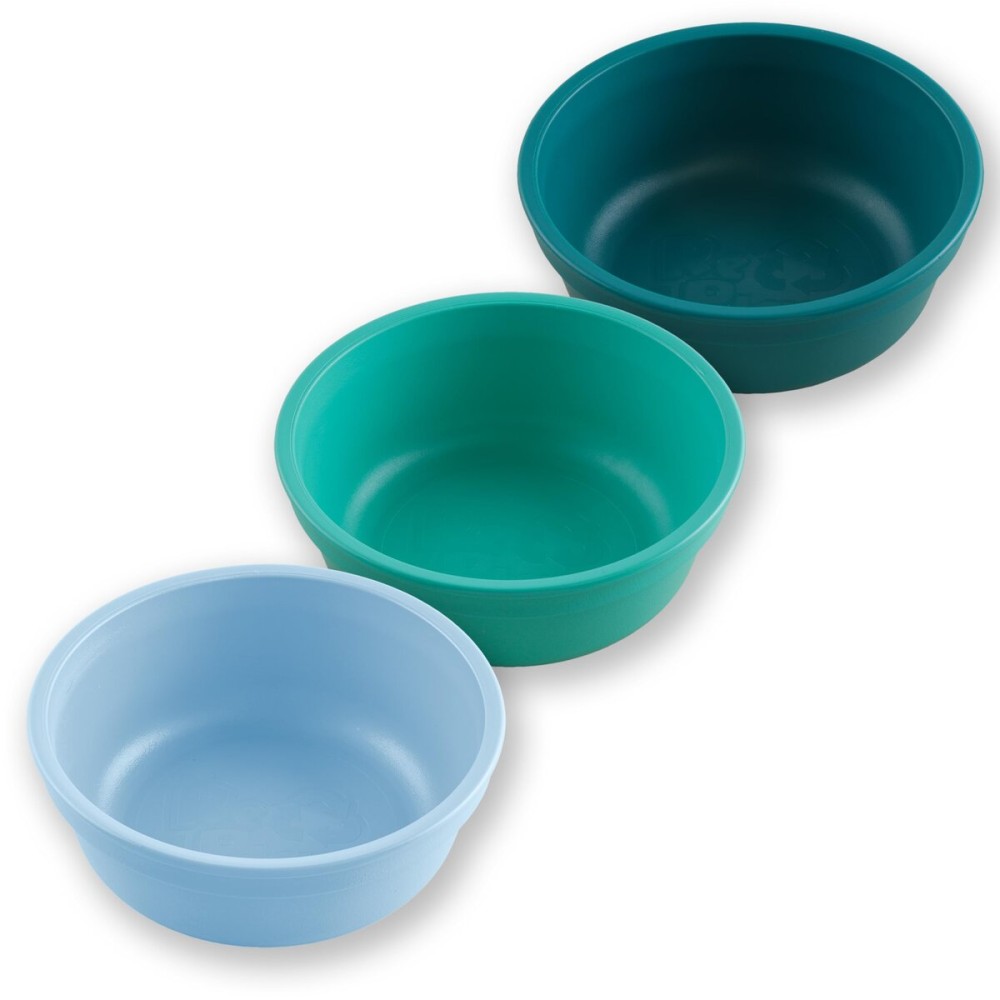 Re-Play 12 oz. Toddler Bowls Set of 3 - Kids Deep-Walled, Durable & Reusable Snack and Meal Bowls, Dishwasher & Microwave Safe, BPA-Free, Made in USA from Recycled Plastic, Sea Glass