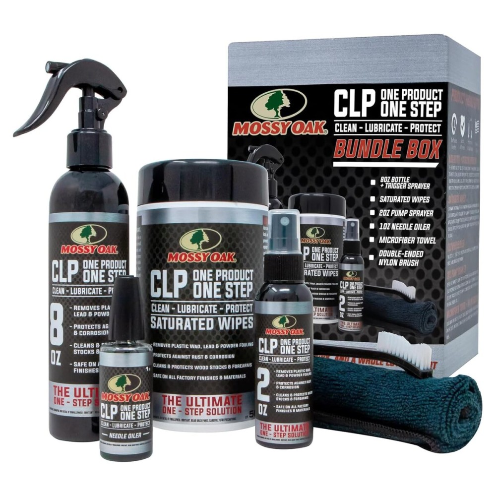 CLENZOIL MOSSY OAK CLP Gun Cleaning Oil | All-in-One Cleaner, Lubricant & Protectant | One-Step Gun Oil | Cleaning Kit (8 oz Oil + Accessories)