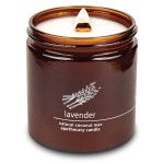 Hemlock Park Crackling Wood Wick Candle Handcrafted with Natural Coconut Wax (Large 16 oz, Lavender)