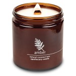 Hemlock Park Crackling Wood Wick Candle Handcrafted with Natural Coconut Wax (Large 16 oz, Amber)