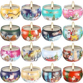 YOROXRG 16 Pack Christmas Scented Candles Gift Set 2.5oz Strong Fragrance jar Candles Natural Soy Wax Candles Portable Travel Tin Jar Candles Gifts for Home Scented Decoration Birthday Valentine\'sDay