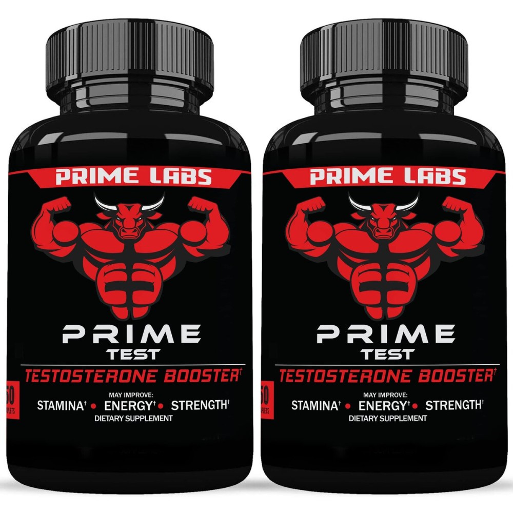 Prime Labs Testosterone Supplement for Men (2-Pack) - Stamina, Endurance, Energy, & Strength - Men\'s Testosterone Booster & Workout Supplement - 120 Caplets
