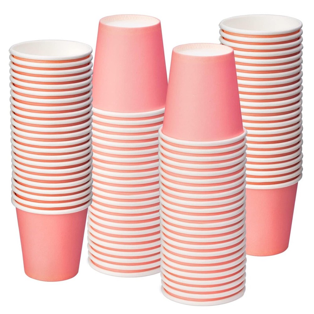 Huaiid 3 oz 100 Pack Small Paper Cups, Mouthwash Cups Bathroom Paper Cups, Espresso Mini Cups for Snack Bathroom Espresso, Perfect for Home Condos Rvs Campers (Pink)