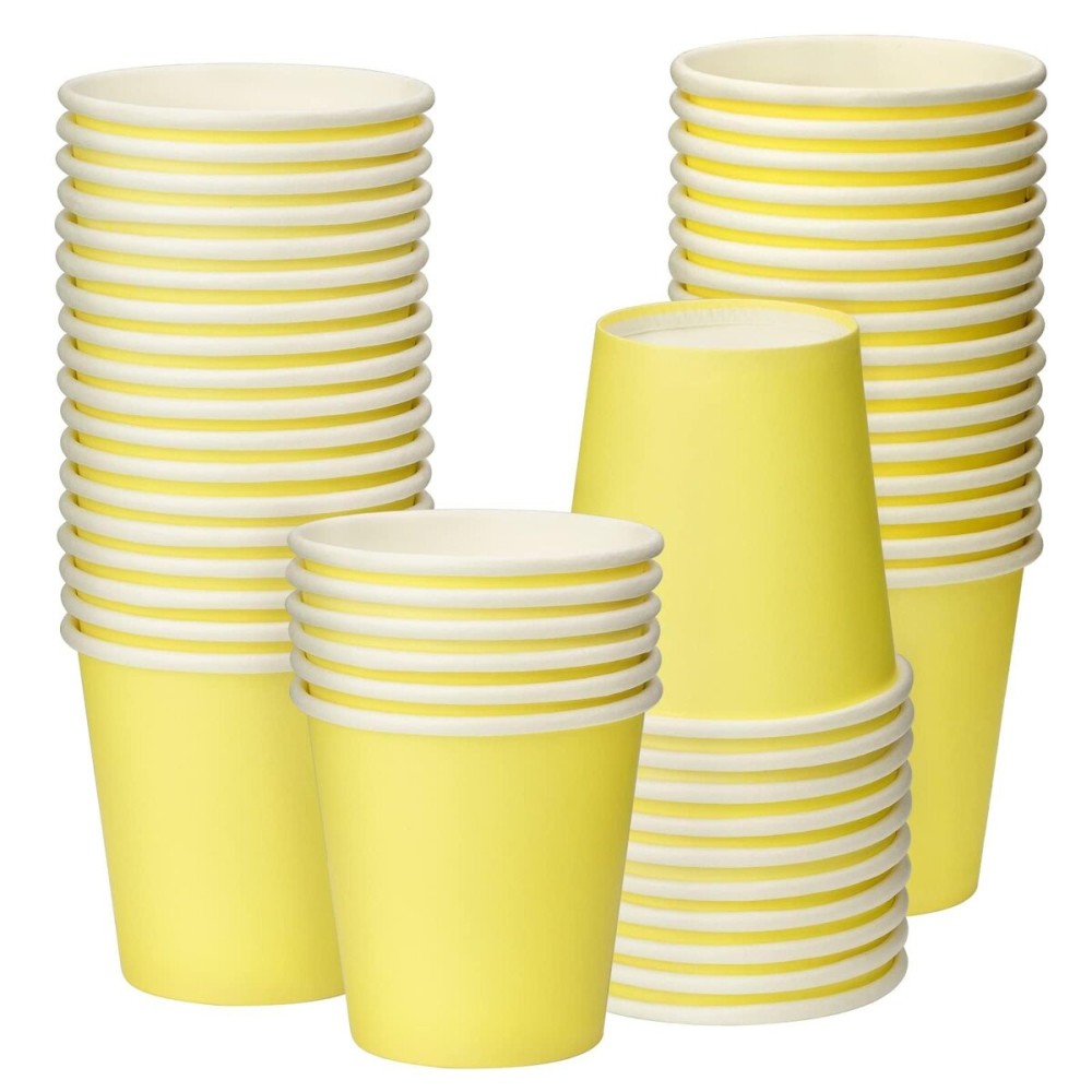 Huaiid 3 oz 50 Packs Disposable Paper Cups, Mouthwash Cups Bathroom Espresso Paper Cups, Small Cups for Snack Bathroom Espresso Perfect for Home Condos Rvs Campers (Yellow)