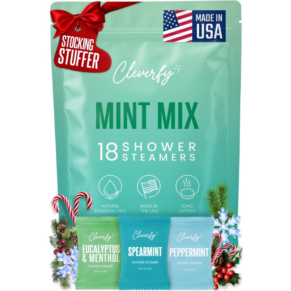 Cleverfy Eucalyptus for Shower Steamers Aromatherapy - Stocking Stuffers for Teen Girls, Women and Wife - Christmas Gifts for Teens and Women - White Elephant Gifts for Adults - 18 Tablets
