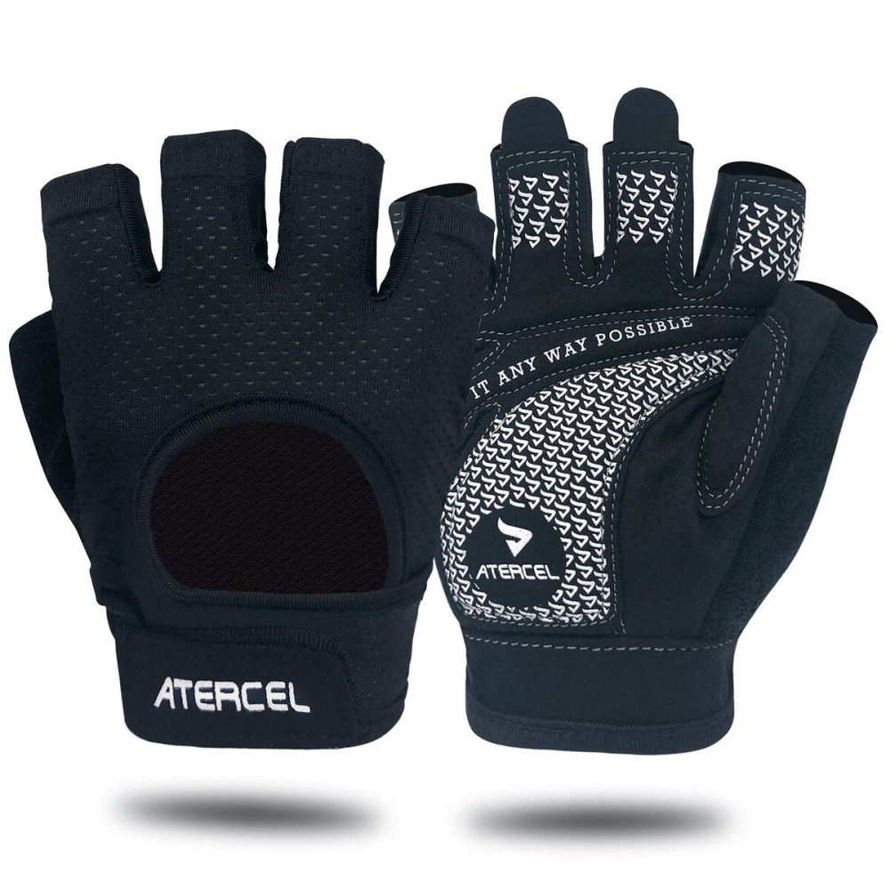 ATERCEL Weight Lifting Gloves Full Palm Protection, Workout Gloves for Gym, Cycling, Exercise, Breathable, Super Lightweight for Men and Women(Black, X-Large)