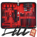 WOAMA 30-Piece Manicure Set Pedicure Kit Professional Nail Clipper Set Stainless Steel Manicure Kit Nail Kit for Women Men - Black