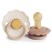 FRIGG Daisy Natural Rubber Baby Pacifier | Made in Denmark | BPA-Free (Chamomile/Peach Bronze, 0-6 Months) 2-Pack