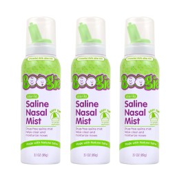 Boogie Baby Saline Nasal Spray Mist, Allergy Relief, Nasal Decongestant, Made with Saline, Unscented, 3.1 Ounce (Pack of 3)