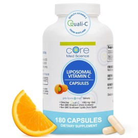 Core Med Science Liposomal Vitamin C 1000mg, 180 Capsules - Non-GMO Natural Liposomal Vitamin C Supplement That Promotes Healthy Skin - Immune System Booster for Adults, Supports Collagen Formation