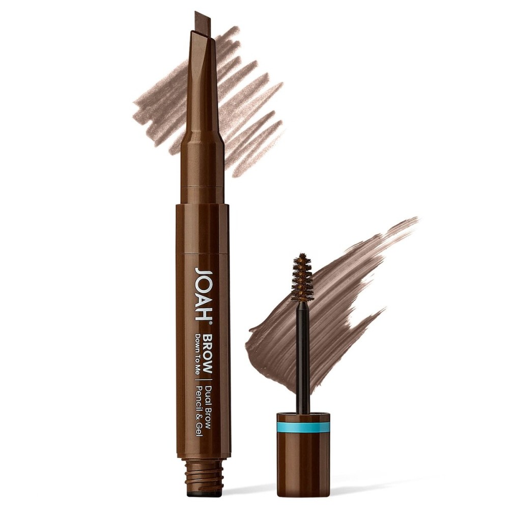 JOAH Brow Down To Me Dual Brow Pencil and Gel, Triangular Tip, Tinted Gel, Long-Lasting Vegan Formula, Smudge-Free Pencil Tip, Lightweight, Water-Resistant, Brunette