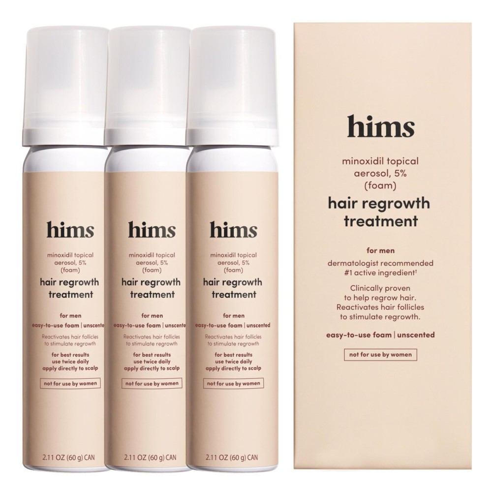 hims Hair Regrowth Treatment - Topical Minoxidil 5% Solution for Men - Extra Strength - Supports Thicker, Fuller Hair - Non-Greasy - Unscented, 3 Pack