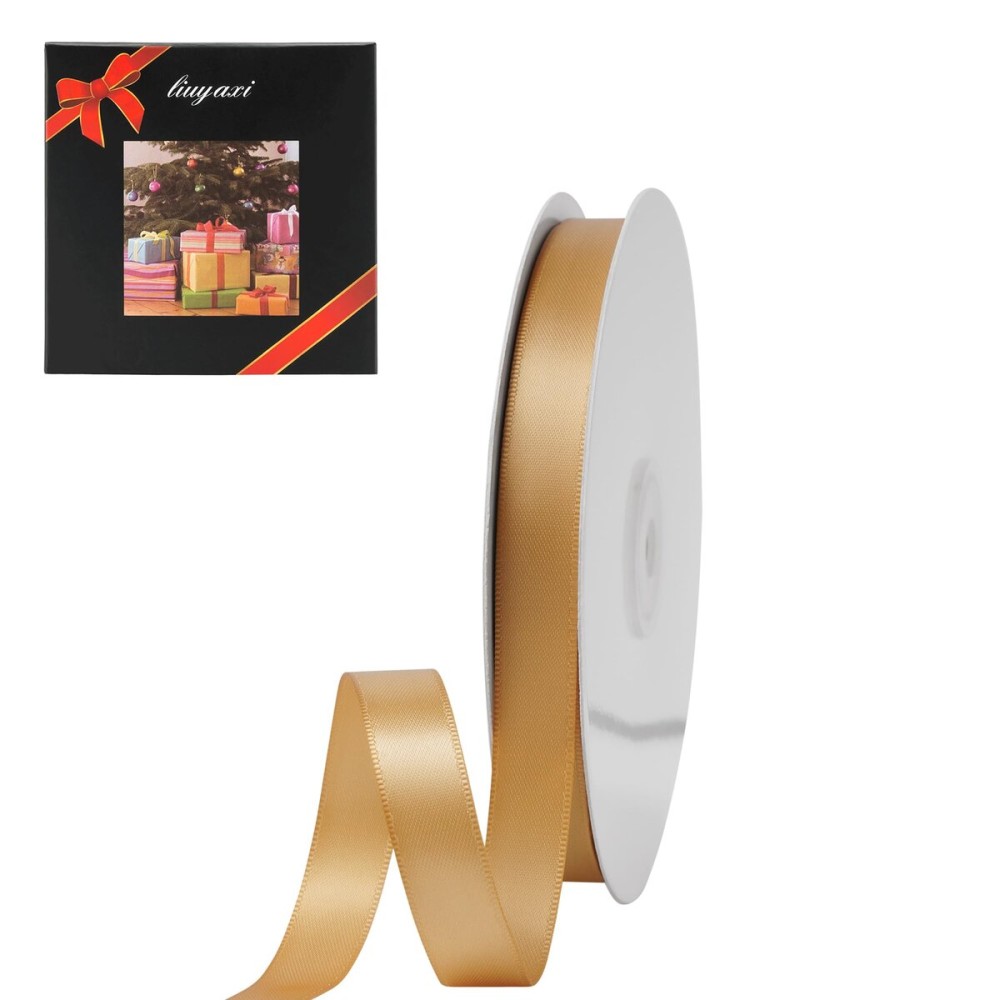 LIUYAXI Gold Double Face Satin Ribbon 1/2 X 50 Yards, Ribbons Perfect for Crafts, Gift Wrapping, Bow Making and More