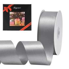 LIUYAXI Silver Double Face Satin Ribbon 1-1/2 X 50 Yards, Ribbons Perfect for Crafts, Gift Wrapping, Bow Making and More