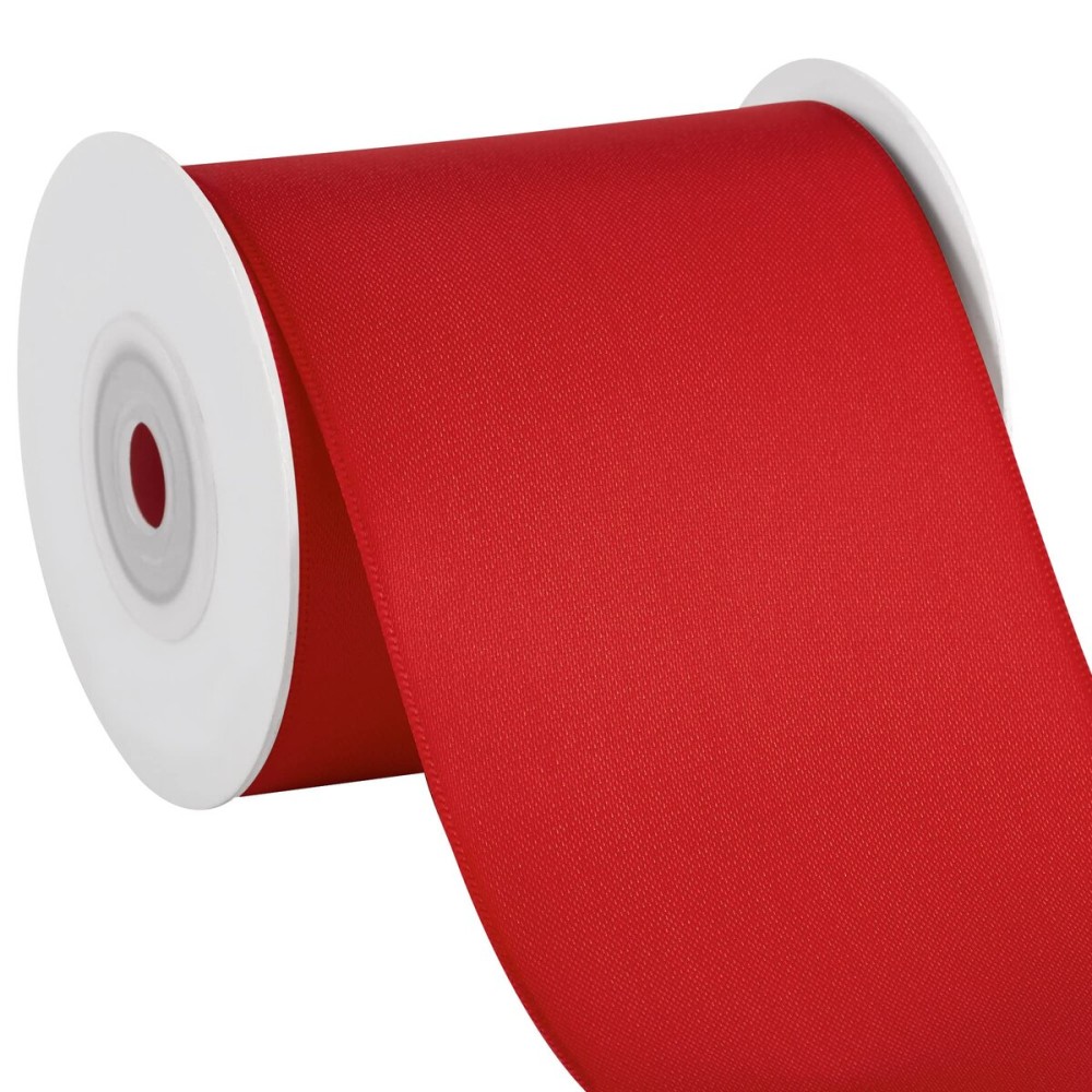 LIUYAXI Red Double Face Satin Ribbon 3 X 10 Yards, Ribbons Perfect for Crafts, Gift Wrapping, Bow Making and More
