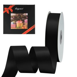 LIUYAXI Black Double Face Satin Ribbon 1 X 50 Yards, Ribbons Perfect for Crafts, Gift Wrapping, Bow Making and More