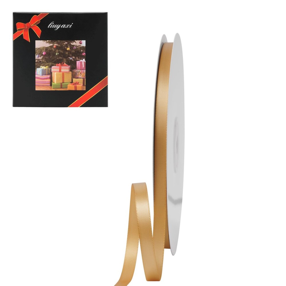 LIUYAXI Gold Double Face Satin Ribbon 1/4 X 50 Yards, Ribbons Perfect for Crafts, Gift Wrapping, Bow Making and More