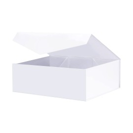 BLK&WH Magnetic Gift Box 11.5x8.1x3.8 Inches, Large White Box With Lid, Bridesmaid Proposal (Matte White)