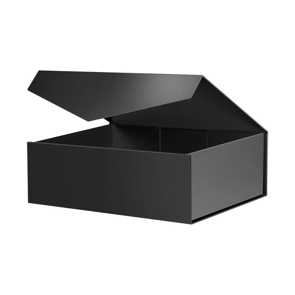 BLK&WH Gift Box - 11.5x8.1x3.8 Inches, Black, Large, Magnetic Groomsman Box (Matte Black)