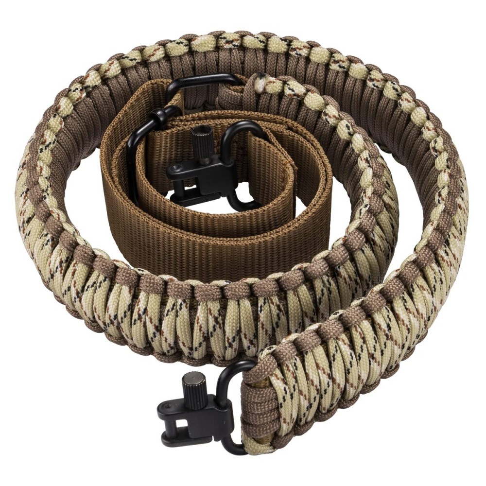 CVLIFE 550 Paracord Sling Two Point Sling Easily Adjust Length Multi Use for Outdoor Sport Camo Brown