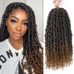 Nice One Pre-Twisted Passion Twist Hair 12 Inch, 112 Strands Short Passion Twist Crochet Hair for Women 8 Packs Ombre Brown Pre-Looped Passion Twists Braiding Synthetic Hair Extensions (12inch,T30)