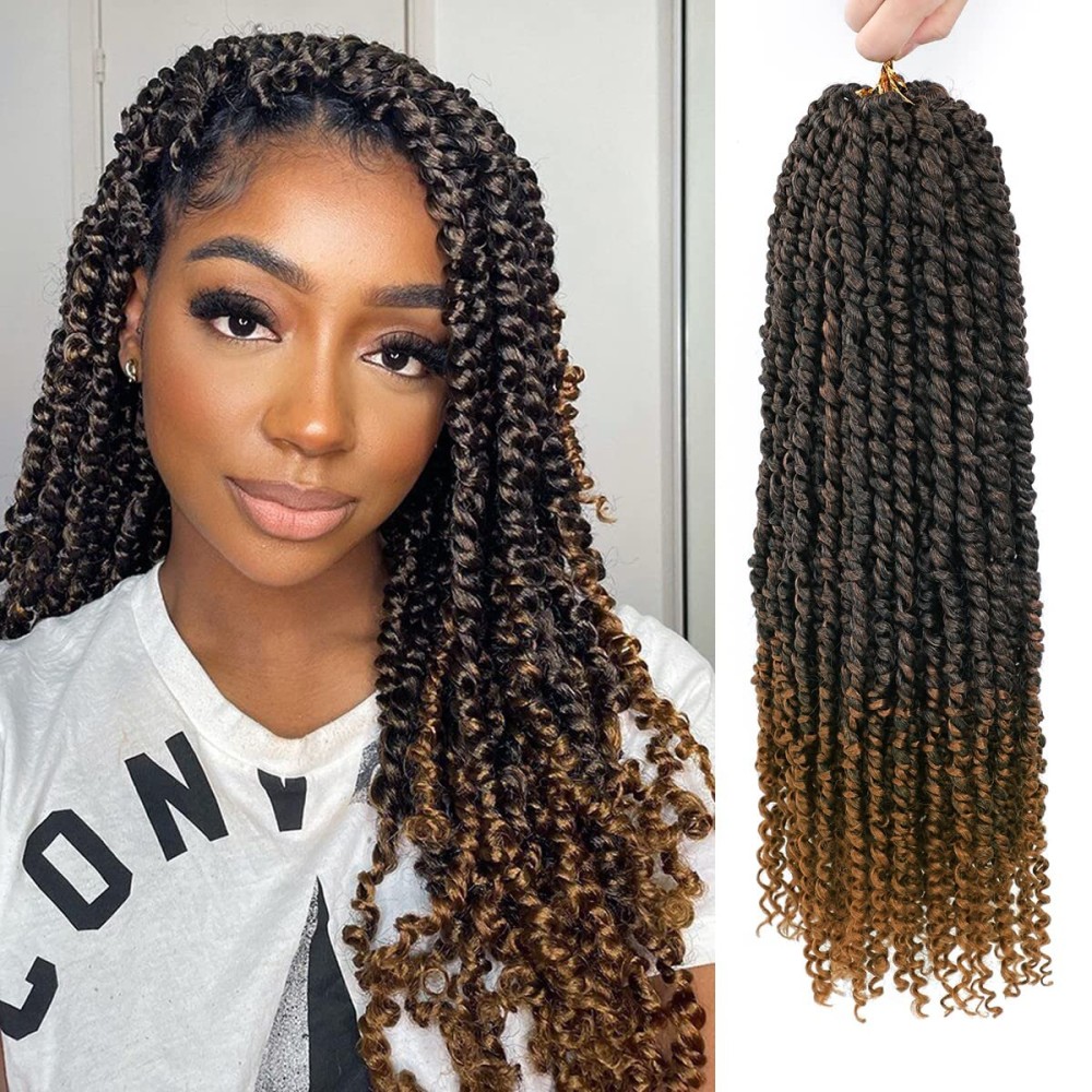 Nice One Long Passion Twist Crochet Hair for Women, Pre-Twisted Passion Twist Hair 24 Inch, 8 Packs Pre-Looped Ombre Brown Passion Twists Braiding Synthetic Hair Extensions (24 Inch (Pack of 8), T30)
