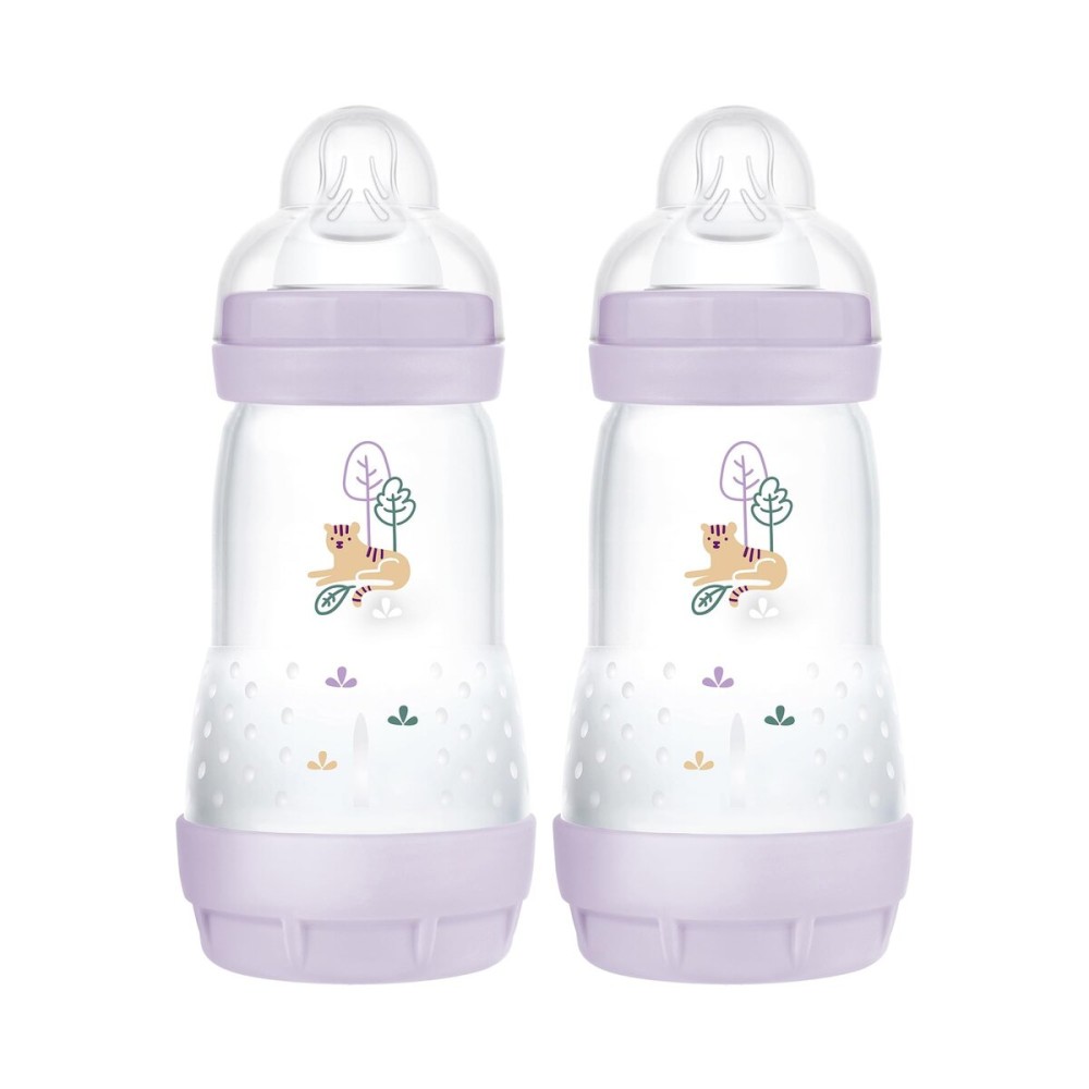 MAM Easy Start Anti-Colic Baby Bottle 9 oz, Medium Flow, Breastfeeding-Like Silicone Nipple Bottle, Reduces Colic, Gas, & Reflux, Easy-to-Clean, BPA-Free, Vented Baby Bottles for Newborns, 2+ Months