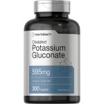 Horbach Chelated Potassium Gluconate Supplement | 595 mg | 300 Caplets | Vegetarian, Non-GMO, Gluten Free