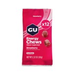 GU Energy Chews, Strawberry Energy Gummies with Electrolytes, Vegan, Gluten-Free, Kosher, 20 mg of Caffeine, and Dairy-Free On-the-Go Energy for Any Workout, 12 Bags (24 Servings Total)