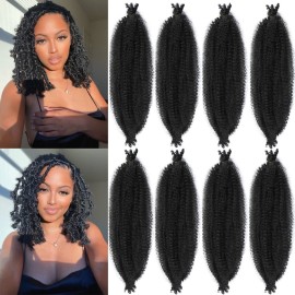 8 Packs 18 Inch Pre-Separated Springy Afro Twist Hair Suitable for Damaged Soft Locs Synthetic Marley Twist Braiding Hair (18 inches, 1B)