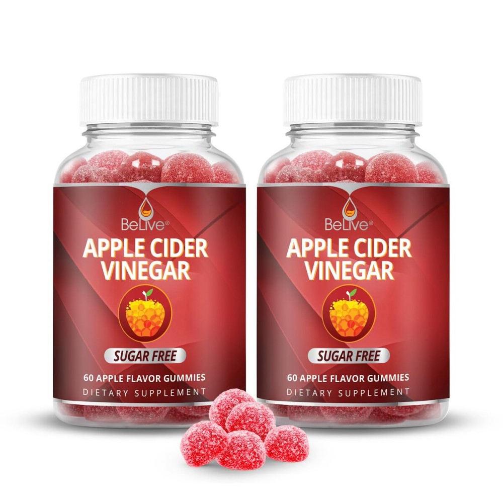 BeLive Apple Cider Vinegar Sugar Free Gummies - Great for Digestion & Healthy Diet - Gluten Free, No Glucose Syrup, ACV Gummies Alternative to Capsules & Drink (120 Ct) - 2 Pack