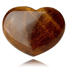 QINJIEJIE 1.8 Large Heart Crystal Love Stone Tigers Eye Smooth Gua Sha Healing Crystals Decor Meditation Yoga Worry Stones Gemstone Pockets Reiki Energy Balancing