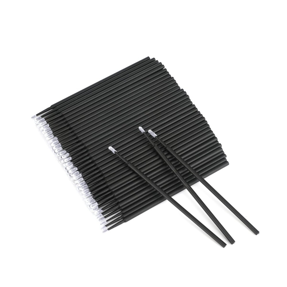 G2PLUS 500PCS Cotton Swabs, Black Disposable Micro Applicators Brush for Makeup and Personal Care, Micro Swabs for Eyelash Extensions, Nails, Eyeliner (Head Diameter: 2.5mm/0.098\'\')