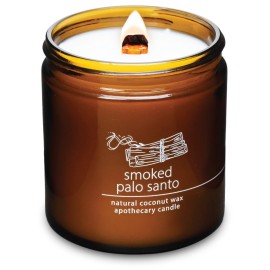 Hemlock Park Crackling Wood Wick Candle Handcrafted with Natural Coconut Wax (Large 16 oz, Smoked Palo Santo)